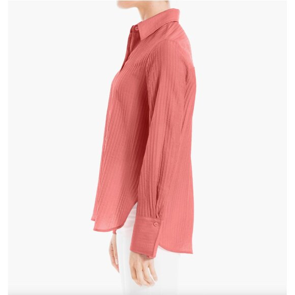 MAX STUDIO LONDON NWT L/S TEXTURED STRIPE MARSALA RAYON BLEND SHIRT. SIZE S - Picture 2 of 12